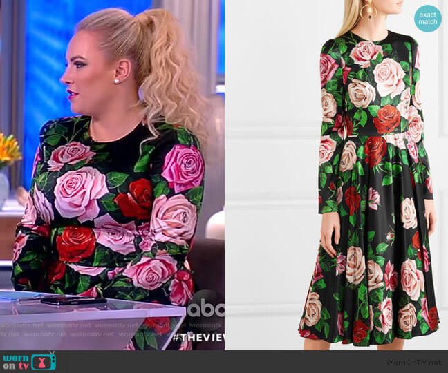 Dolce & Gabbana Rose-print silk-blend charmeuse midi dress worn by Meghan McCain on The View