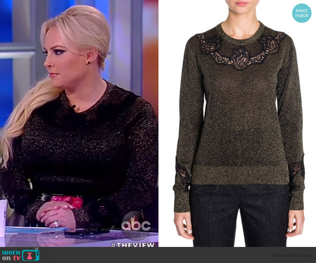 Dolce & Gabbana Lace Insert Lurex Sweater worn by Meghan McCain on The View