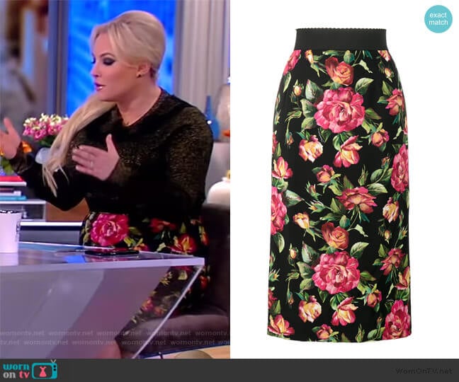 Dolce & Gabbana Floral Print Pencil Skirt worn by Meghan McCain on The View