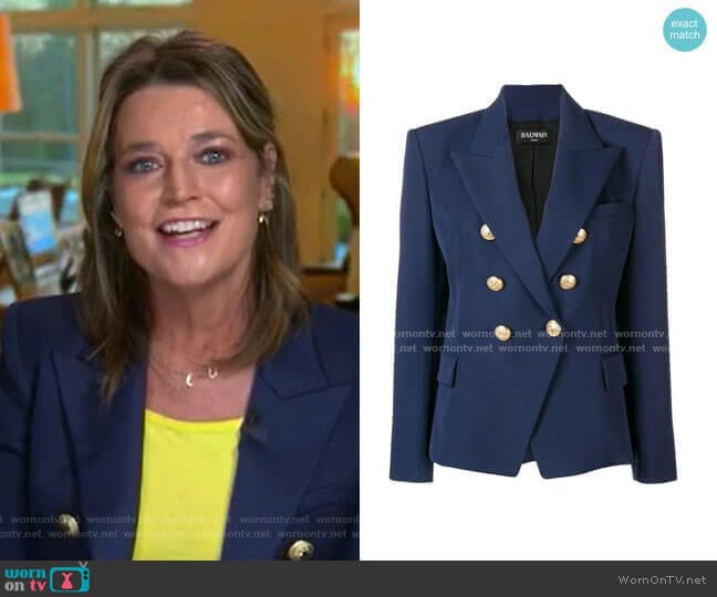 Balmain Double Breasted Blazer worn by Savannah Guthrie on Today