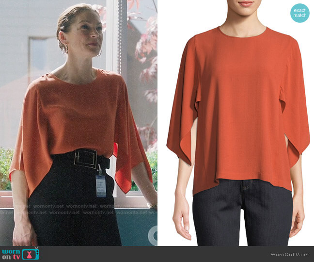 Eileen Fisher Cape Sleeve Silk Top