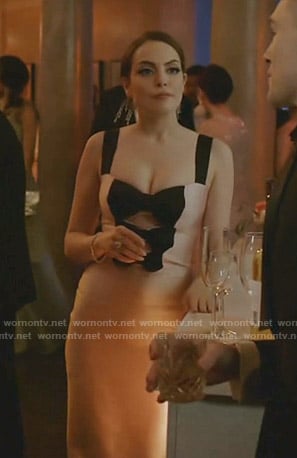 Fallon’s pink bow embellished dress on Dynasty