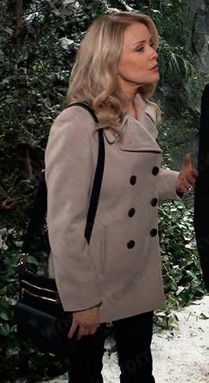 Felicia’s beige peacoat on General Hospital
