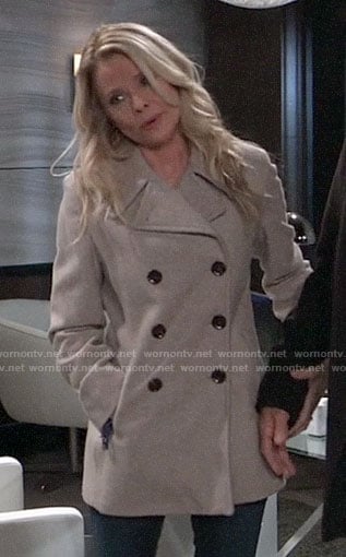 Felicia’s beige peacoat on General Hospital