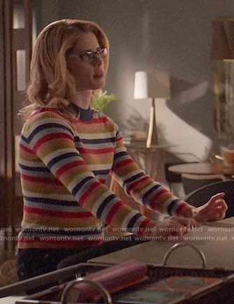 Felicity’s multi-colored stripe sweater on Arrow