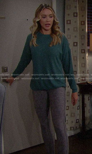 Flo’s teal green sweatshirt and leggings on The Bold and the Beautiful