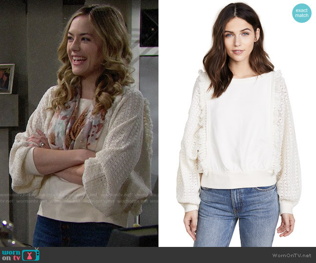 Free People Faff & Fringe Sweater worn by Hope Logan (Annika Noelle) on The Bold and the Beautiful