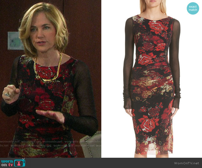 Fuzzi Contrast Sleeve Tulle Dress worn by Eve Donovan (Kassie DePaiva) on Days of our Lives