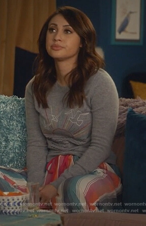Ana’s gray Sunset print sweatshirt on Grown-ish