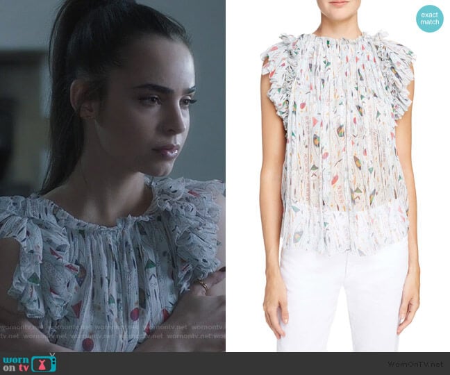 Isabel Etoile Marant Erell Fluid Top worn by Ava Jalali (Sofia Carson) on Pretty Little Liars The Perfectionists
