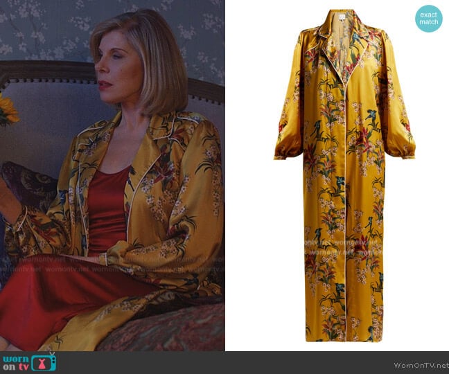 Johanna Ortiz The Flower Queen silk robe worn by Diane Lockhart (Christine Baranski) on The Good Fight