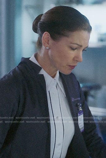 Julia’s white embroidered trim shirt on Charmed
