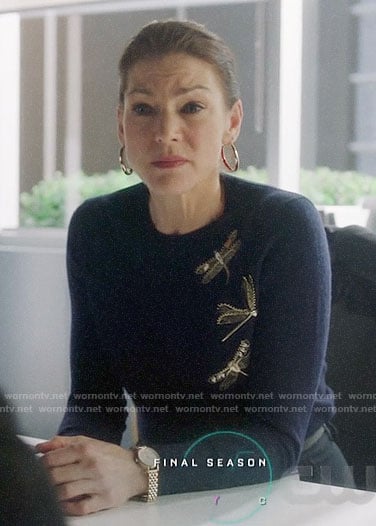 Julia’s beaded dragonfly sweater on Charmed