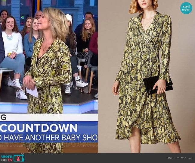 Karen Millen Snakeskin Print Midi Dress worn by Amy Robach on Good Morning America