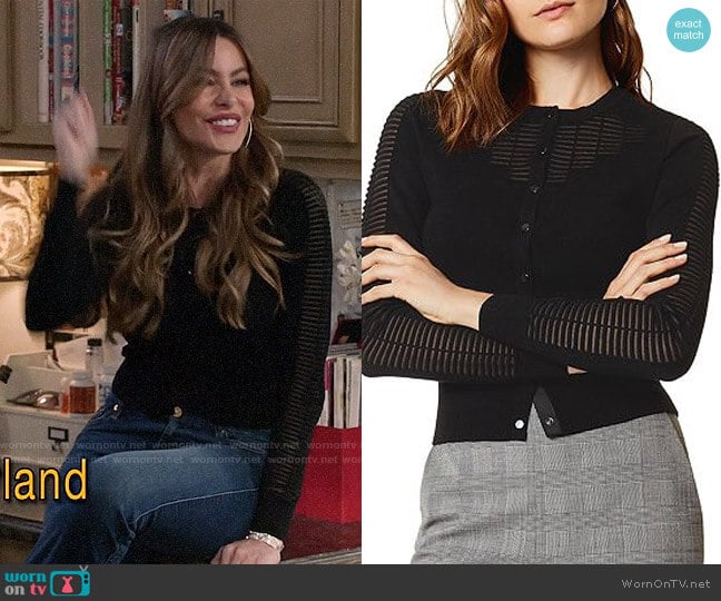Karen Millen Sheer Detail Cardigan worn by  Gloria Pritchett (Sofia Vergara) on Modern Family