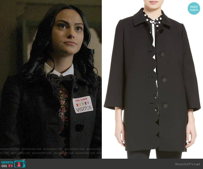 Kate Spade Scallop Twill Coat worn by Veronica Lodge (Camila Mendes) on Riverdale