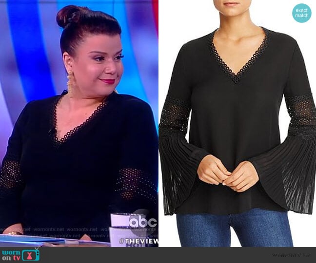 Kobi Halperin Christine Pleated-Sleeve Eyelet-Detail Top worn by Ana Navarro on The View
