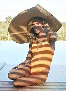 Kristin’s orange swimsuit and big floppy hat on Very Cavallari