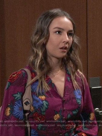 Kristina’s purple floral top on General Hospital