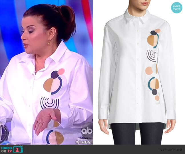 Lafayette 148 New York Everson Embroidered Blouse worn by Ana Navarro on The View