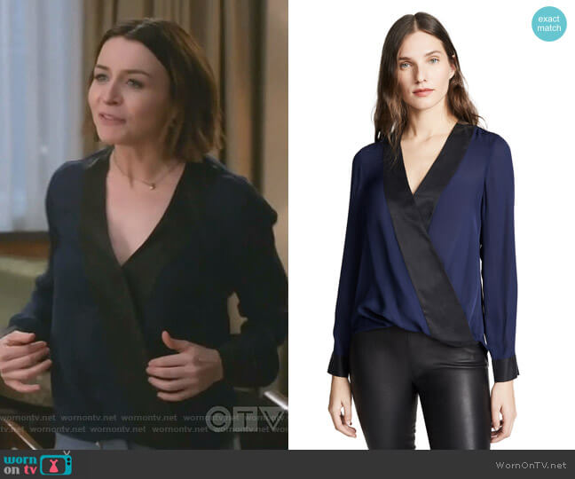 L'Agence Kyla Blouse worn by Amelia Shepherd (Caterina Scorsone) on Greys Anatomy
