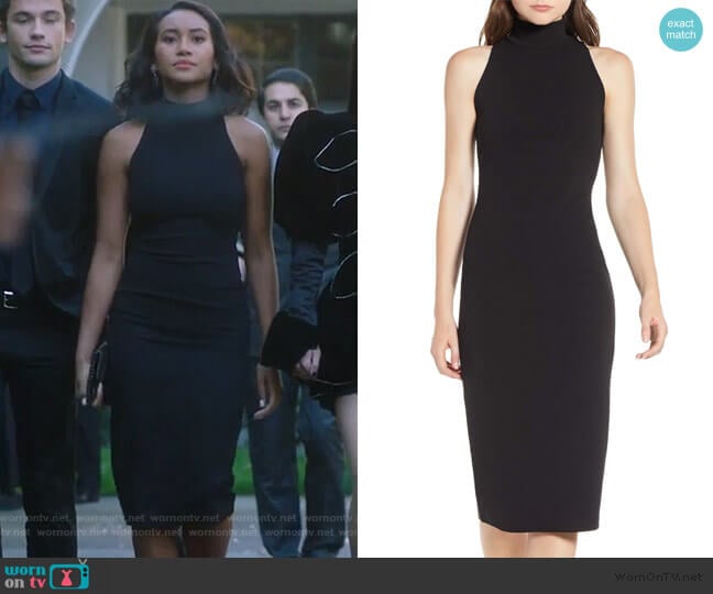Leith Mock Neck Body-Con Dress worn by Caitlin Martell-Lewis (Sydney Park) on Pretty Little Liars The Perfectionists