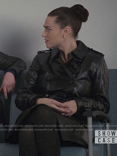 Lena’s leather trench coat on Supergirl
