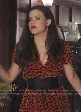 Maggie’s velvet leopard spot wrap dress on Charmed