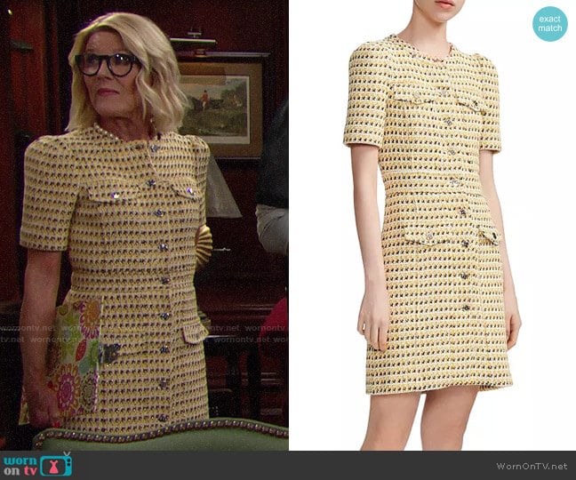 Maje Rill Tweed Dress worn by Pamela Douglas (Alley Mills) on The Bold and the Beautiful