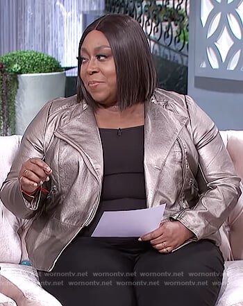 Loni’s metallic moto jacket on The Real