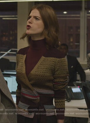 Maia’s metallic wrap sweater on The Good Fight