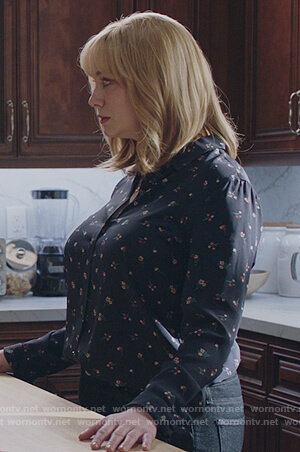 Beth’s navy floral print blouse on Good Girls