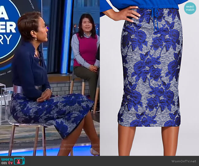 New York & Company Jacquard Pencil Skirt - Gabrielle Union Collection worn by Robin Roberts on Good Morning America