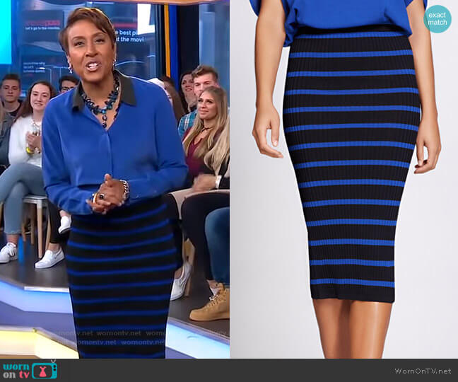 New York & Company Striped Sweater Skirt - Gabrielle Union Collection worn by Robin Roberts on Good Morning America