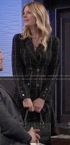 Nina’s black checked double breasted dress on General Hospital