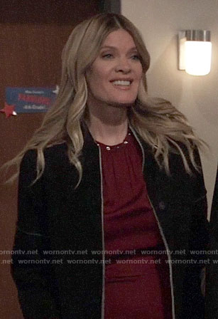 Nina’s red pearl embellished dress on General Hospital