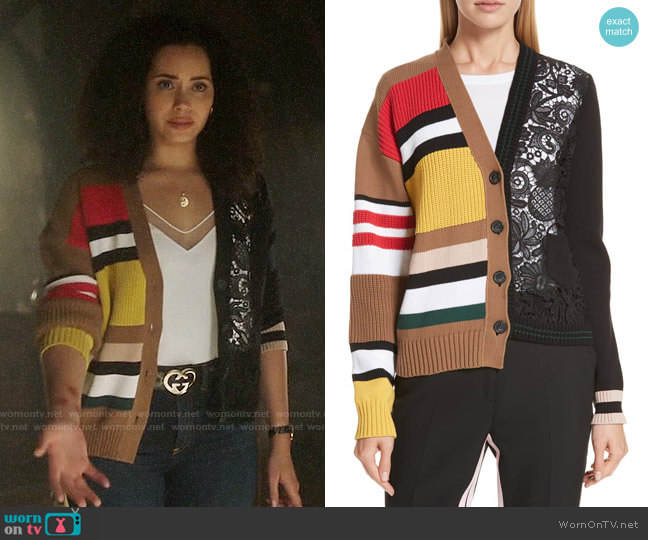 No. 21 Mixed Media Cardigan worn by Macy Vaughn (Madeleine Mantock) on Charmed