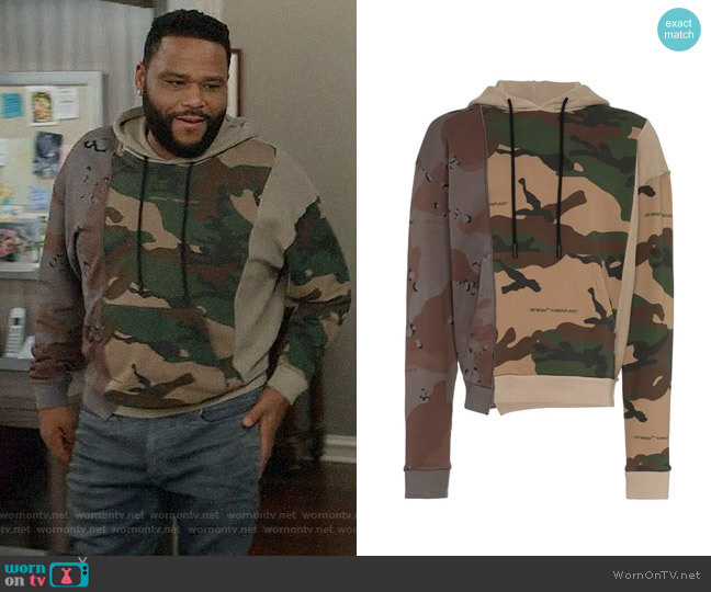 Off White Reconstructed cotton hoodie worn by Andre Johnson (Anthony Anderson) on Black-ish