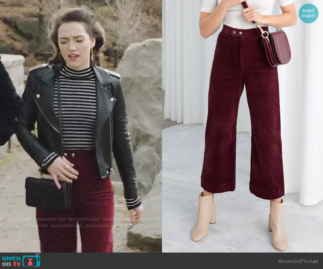 & Other Stories Duo Snap Button Corduroy Culottes worn by Cara Bloom (Violett Beane) on God Friended Me