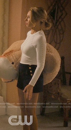Petra’s white studded sweater and sailor shorts on Jane the Virgin