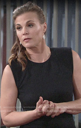 Phyllis’s pinstriped sheath dress on The Young and the Restless