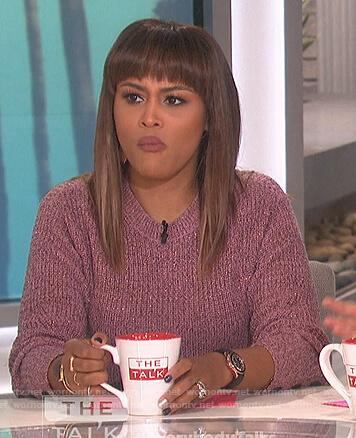 Eve’s pink button cuff sweater on The Talk