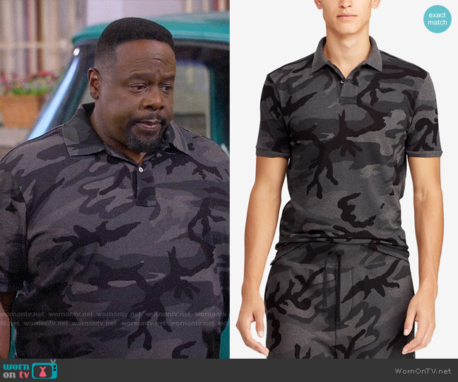 Polo Ralph Lauren Big & Tall Classic Fit Camouflage Mesh Polo worn by Calvin (Cedric The Entertainer) on The Neighborhood