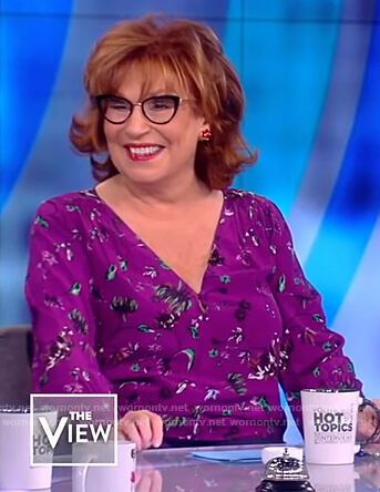 Joy’s purple floral print blouse on The View