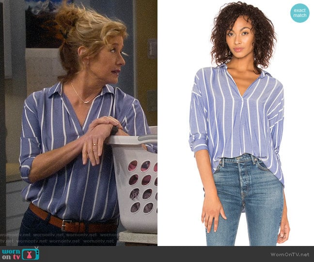 Rails Rosanna Top in Dover Stripe worn by Vanessa Baxter (Nancy Travis) on Last Man Standing
