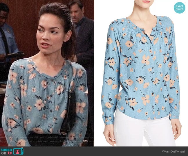 Rebecca Taylor Daniella Jacquard Top worn by Elizabeth Webber (Rebecca Herbst) on General Hospital