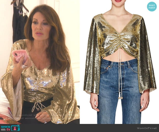 Retroféte Angela Top worn by Lisa Vanderpump on The Real Housewives of Beverly Hills