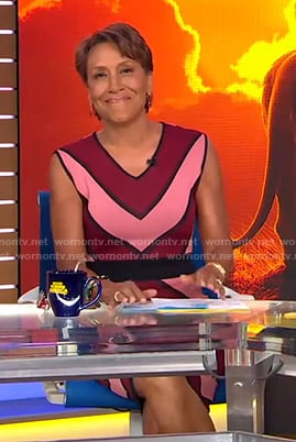 Robin’s red and pink chevron striped dress on Good Morning America