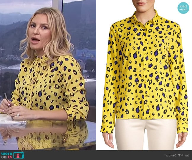 RtA Blythe Leopard Print Button Down worn by Morgan Stewart on E! News