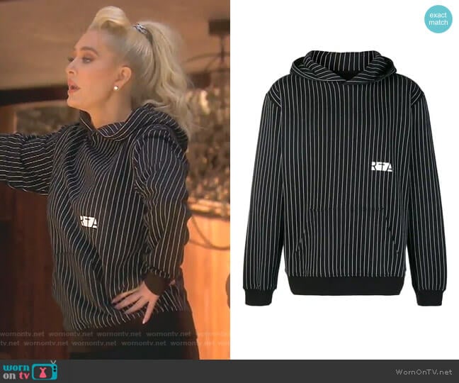 RtA Vertical Stripe Hoodie worn by Erika Jayne on The Real Housewives of Beverly Hills